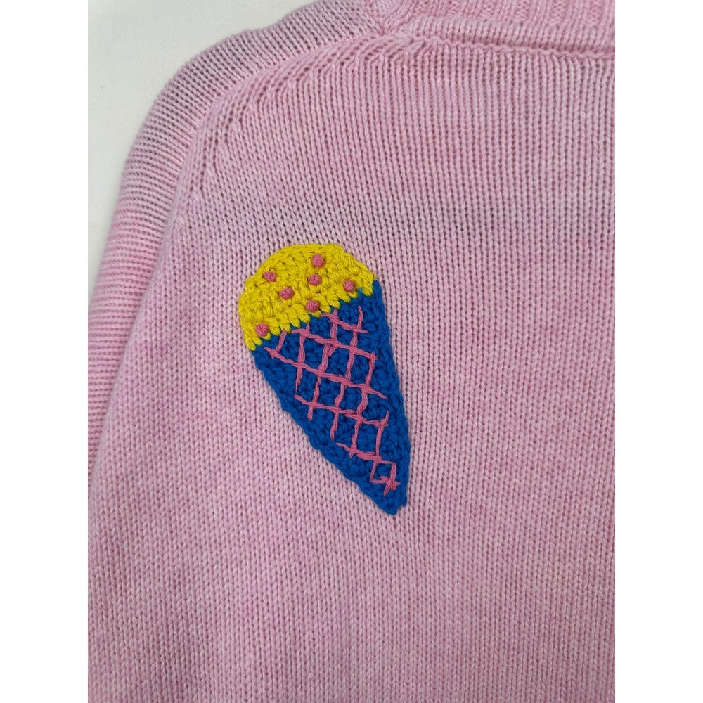 Boden Natalie Embroidered Jumper Women XL Pink Excellent Ice Cream Wool Blend - Picture 7 of 7